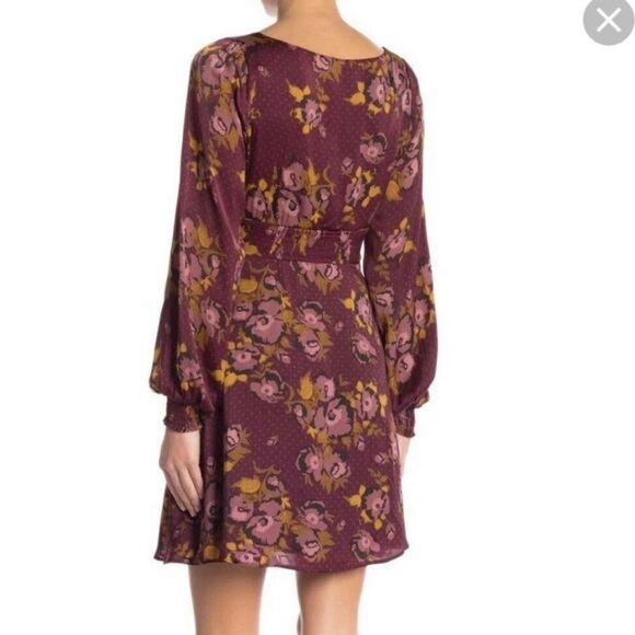 Free People Morning Light Long Sleeve Purple Maroon Floral Dress- Size 4 - Picture 2 of 12